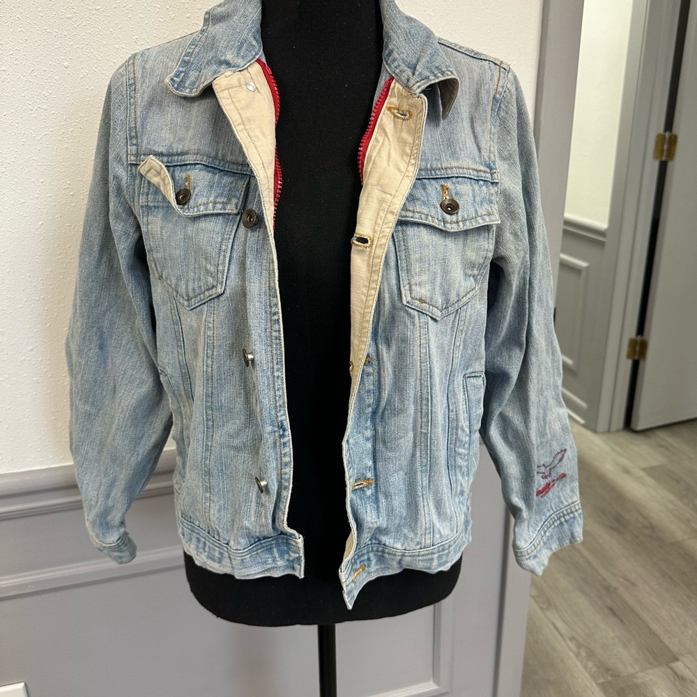 Hawke & Co Light Wash Denim Jacket with Brass Button